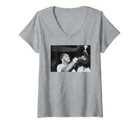 Donna Smokin 'Joe Frazier si allena per combattere Muhammad Ali Boxing Maglietta con Collo a V