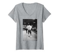 Donna Smokin 'Joe Frazier si allena per il secondo combattimento di boxe Muhammad Ali Maglietta con Collo a V