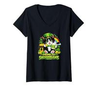 Donna Smoking Cat St Pattys Day Incline agli imbrogli Maglietta con Collo a V