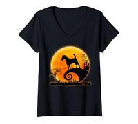 Donna Smooth Fox Terrier Cane e Luna Divertente Costume di Maglietta con Collo a V