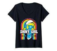 Donna Smurfette Arcobaleno Shining Star Friend BFF Art Classic Maglietta con Collo a V