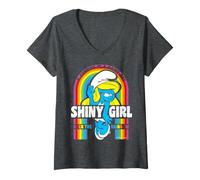 Donna Smurfette Arcobaleno Shining Star Friend BFF Arte Classica Maglietta con Collo a V