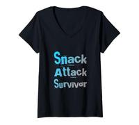 Donna Snack Attack Survivor Alimentato da Snack Questo è Il Mio spuntino Maglietta con Collo a V