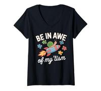 Donna Snail Autism Awareness Boys Girls Be In Awe Of My Tism Kids Maglietta con Collo a V