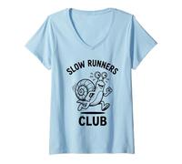 Donna Snail Slow Runners Club Divertente Running Graphic Maglietta con Collo a V