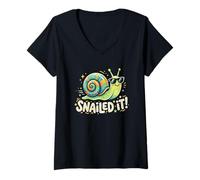 Donna Snailed It! - Simpatico Lumaca con Scritta sarcastica Maglietta con Collo a V