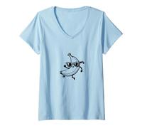 Donna #snirt banana Joe tshirt divertente banana con occhiali da sole danze Maglietta con Collo a V