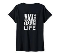 Donna #snirt live your live your life t-shirt, stampa con cappuccio Maglietta con Collo a V