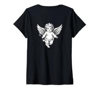 Donna #snirt piccolo angelo denso con freccia e arco Cupido Maglietta con Collo a V