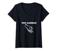 Donna #snirt Reingeschaut Reingegegegckt t-shirt, You looked Maglietta con Collo a V