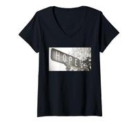 Donna #snirt Speranza T-Shirt, Segno di Speranza, Cartello pubblicitario Maglietta con Collo a V