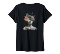 Donna #snirt Statua come vaso di fiori, David Statue T Shirt Backprint Maglietta con Collo a V