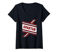 Donna SNL Spartan Cheerleaders Faux Costume Maglietta con Collo a V