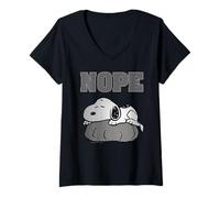 Donna Snoopy, cane stanco, pigro, arte classica, retrò, vintage, anni '90 Maglietta con Collo a V