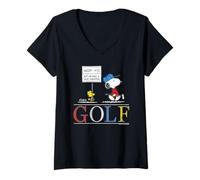 Donna Snoopy Woodstock - Divertente maglione da golf in stile vintage Maglietta con Collo a V
