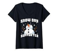 Donna Snow Day Supporter Snowflake Teacher Vacanze Invernali Maglietta con Collo a V