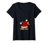 Donna Snowy Day - Cappello Invernale Disegnato a Mano, Design Accogliente Maglietta con Collo a V