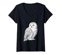 Donna Snowy Owl Maglietta con Collo a V