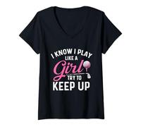 Donna So Che Gioco Come Una Ragazza Cerca di Tenere Il Passo - Golf Lover Golfer Maglietta con Collo a V