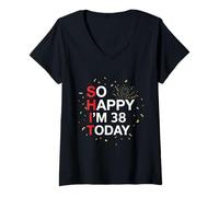 Donna So Happy 38th Birthday Funny 38 Anni Scherzo Bday Humor Maglietta con Collo a V