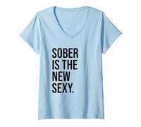Donna Sober is The New Sexy & Sober Anniversary Sobriety Recovery Maglietta con Collo a V