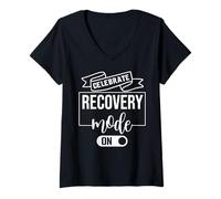 Donna Sober Recovery Mode On Celebrate Sobriety 1 Year Anniversary Maglietta con Collo a V