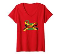 Donna Soca Junkie Bandiera Giamaicana Colori Giamaica Caraibi Caraibi Caraibi Maglietta con Collo a V