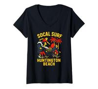 Donna SoCal Surf Huntington Beach Vintage Uomo Surf Up Maglietta con Collo a V