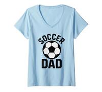 Donna Soccer Dad Proud Father Funny Sports Day Supporto per i Genitori Maglietta con Collo a V