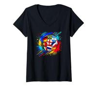 Donna Soccer Football Countries Flags Maglietta con Collo a V