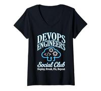 Donna Social Club per Ingegneri Devops Maglietta con Collo a V