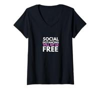 Donna Social Distancing Will Set Us Free Maglietta con Collo a V