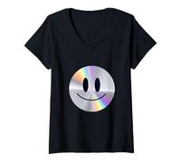 Donna Social Media Emotional Sarcastic Smile Faces Graphic Designs Maglietta con Collo a V