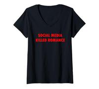Donna Social Media Killed Romance Maglietta con Collo a V