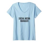Donna Social Media Manager Carriera Nuovo Design Moderno Professionale Maglietta con Collo a V