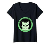 Donna società di monitoraggio della criptozoologia Alien Cat Design Maglietta con Collo a V