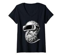 Donna Socrate Modern Art Funny Parody Renaissance Pop Culture Maglietta con Collo a V