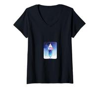Donna Soda Crema al Chiaro di Luna Maglietta con Collo a V
