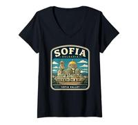 Donna Sofia Bulgaria Family Trip Città Natale Sofia Vacation Maglietta con Collo a V
