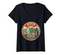 Donna Sofia Bulgaria Viaggio Souvenir Città Regalo Maglietta con Collo a V