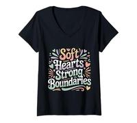 Donna Soft Hearts Strong Boundaries Forza emotiva |- Maglietta con Collo a V