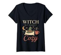 Donna Soft Witch Cozy Estetic Alt Pagan Tea Tarocchi Witchwear Regalo Maglietta con Collo a V