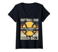 Donna Softball Dad Just Like Baseball Dad Palle più Grandi Maglietta con Collo a V