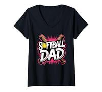 Donna Softball Dad Maglietta con Collo a V