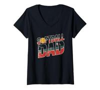 Donna Softball Dad Maglietta con Collo a V