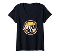 Donna Softball Dad Maglietta con Collo a V