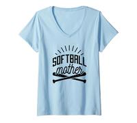 Donna Softball Madre - Divertente Softball Mamma Maglietta con Collo a V