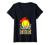 Donna Softball Mom Softball Mother's Day Maglietta con Collo a V