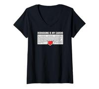 Donna Software Developer Programmer Debugging Is My Cardio Maglietta con Collo a V