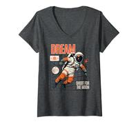 Donna Sogno Astronauta Galleggiante Space Moon Retro Graphic Maglietta con Collo a V